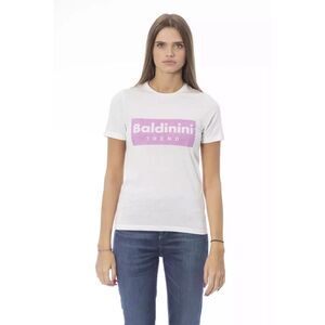 Baldinini Trend Cotton Graphic Print T-Shirt Women White Tops & T-Shirts